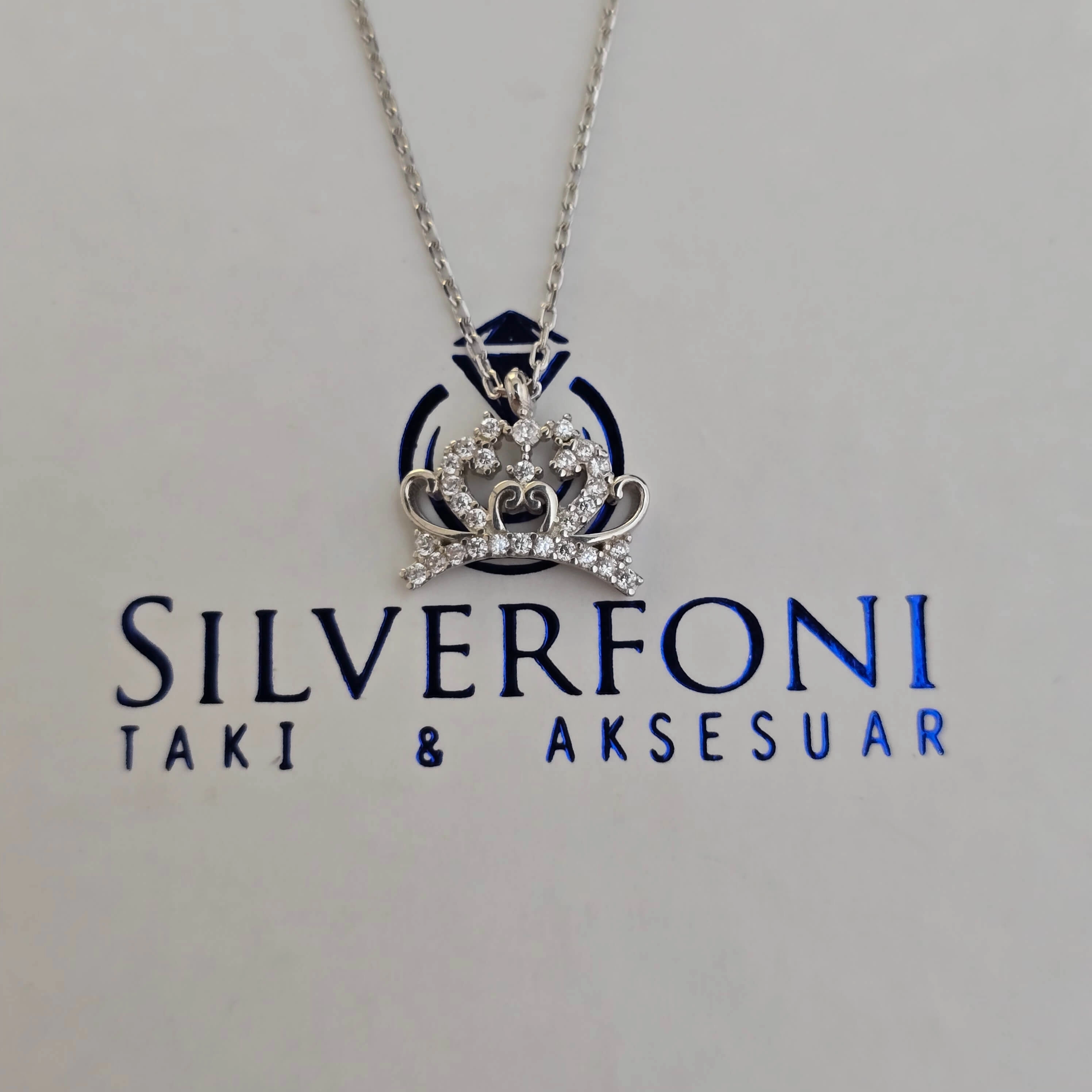 Silverfoni 925 Ayar Gümüş Bayan Taç Kolye