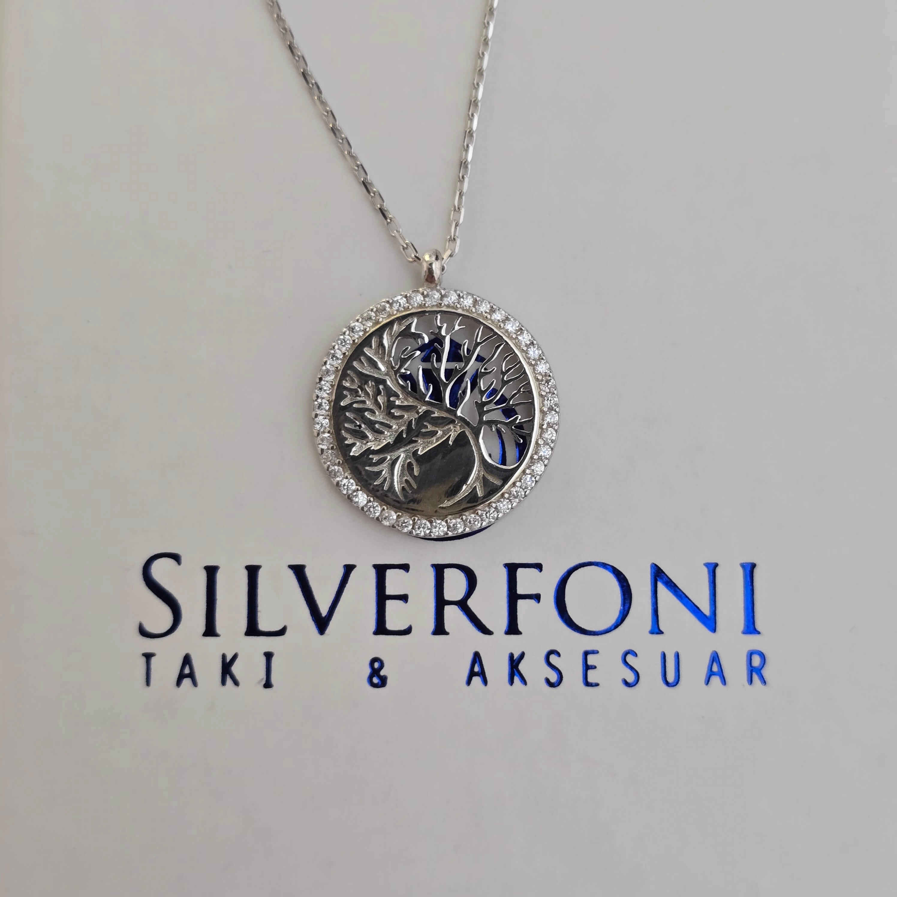 Silverfoni 925 Ayar Gümüş Bayan Yaşam ağacı Kolye