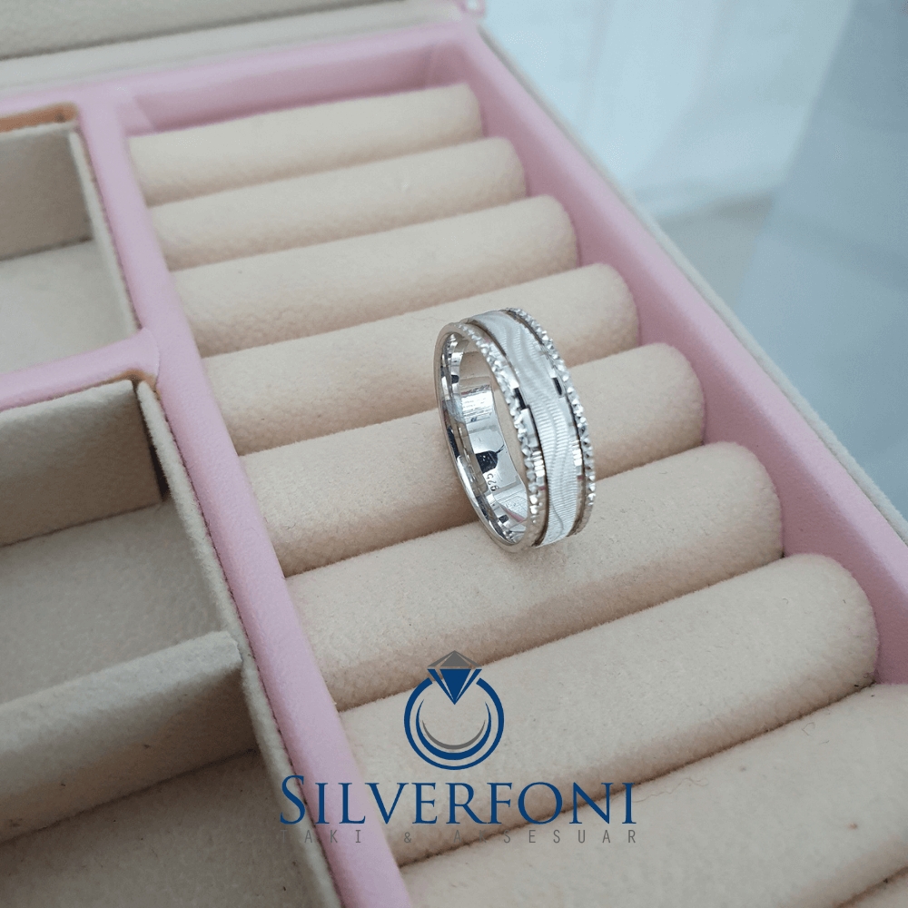 Bayan 6mm Örgü Modern Alyans - Silverfoni