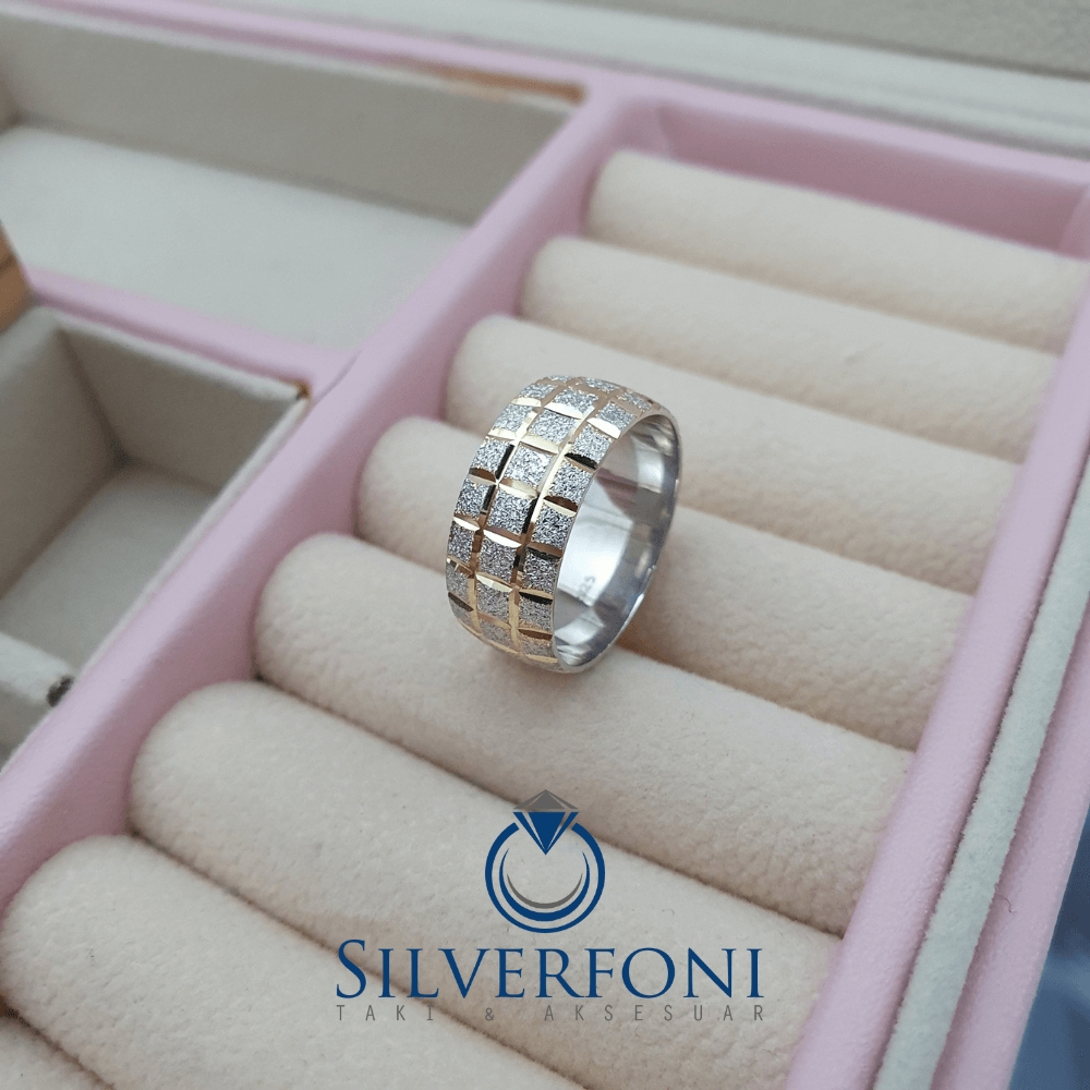 Bayan Sarı Bombe Tırtık Alyans - Silverfoni