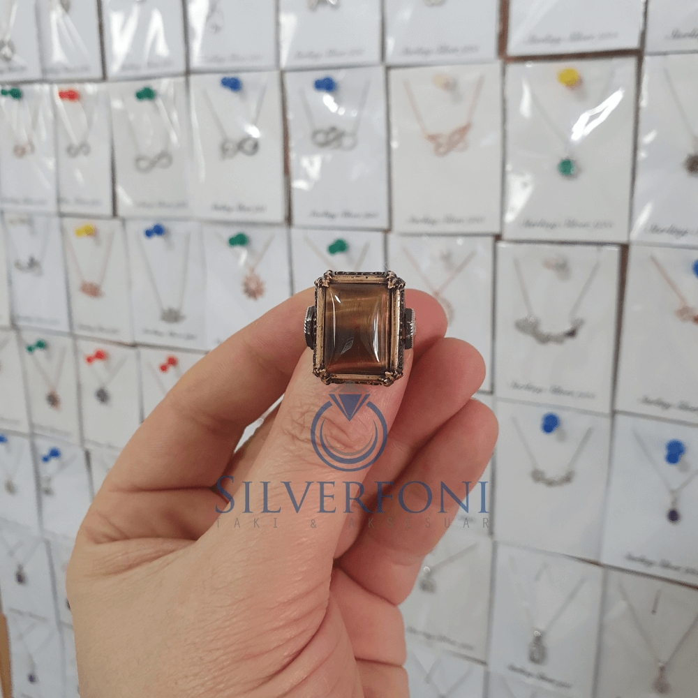 Silverfoni 925 Ayar Gümüş  taşlı  erkek yüzük