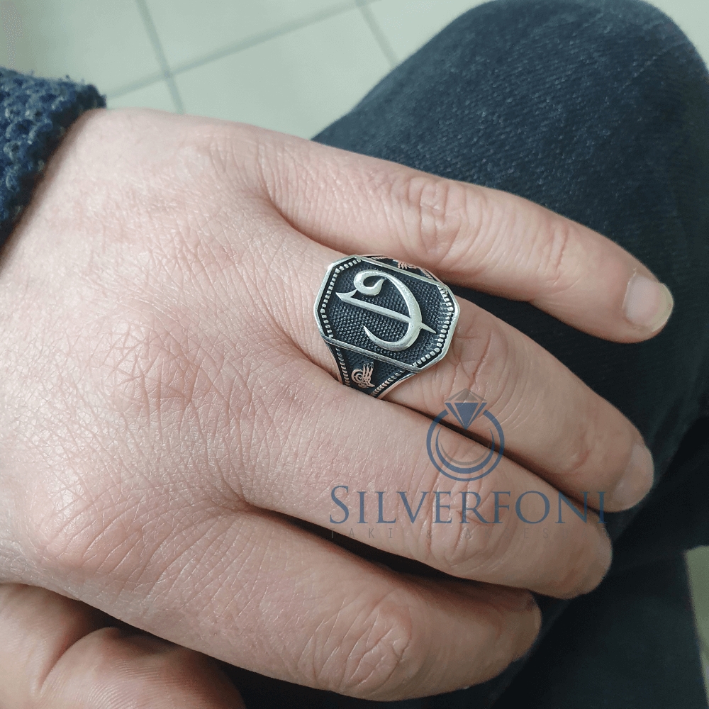 silverfoni 925 ayar Vav Elif erkek yüzük