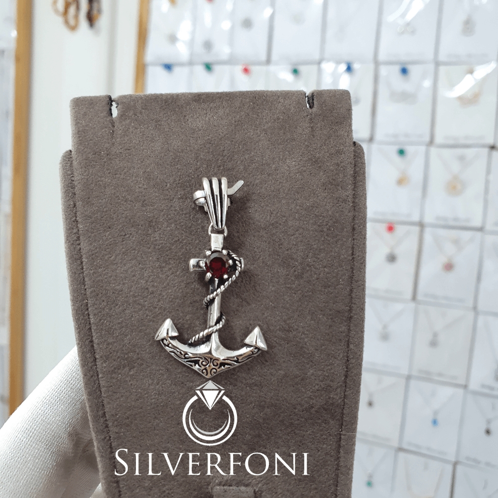 silverfoni 925 ayar erkek çapa kolye ucu 