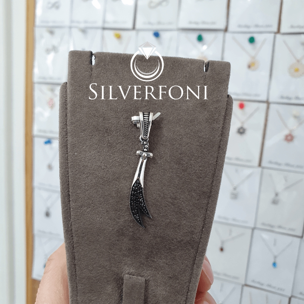 silverfoni 925 ayar erkek Hz Ali Zülfikar kılıcı kolye ucu 