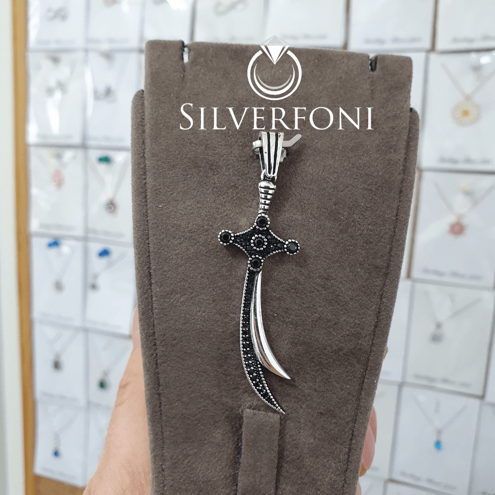 silverfoni 925 ayar erkek Hz Ali Zülfikar kılıcı kolye ucu 