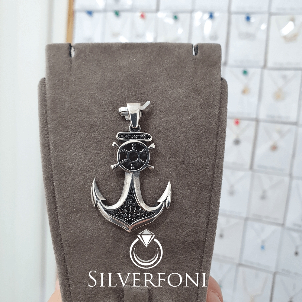 silverfoni 925 ayar erkek çapa kolye ucu 