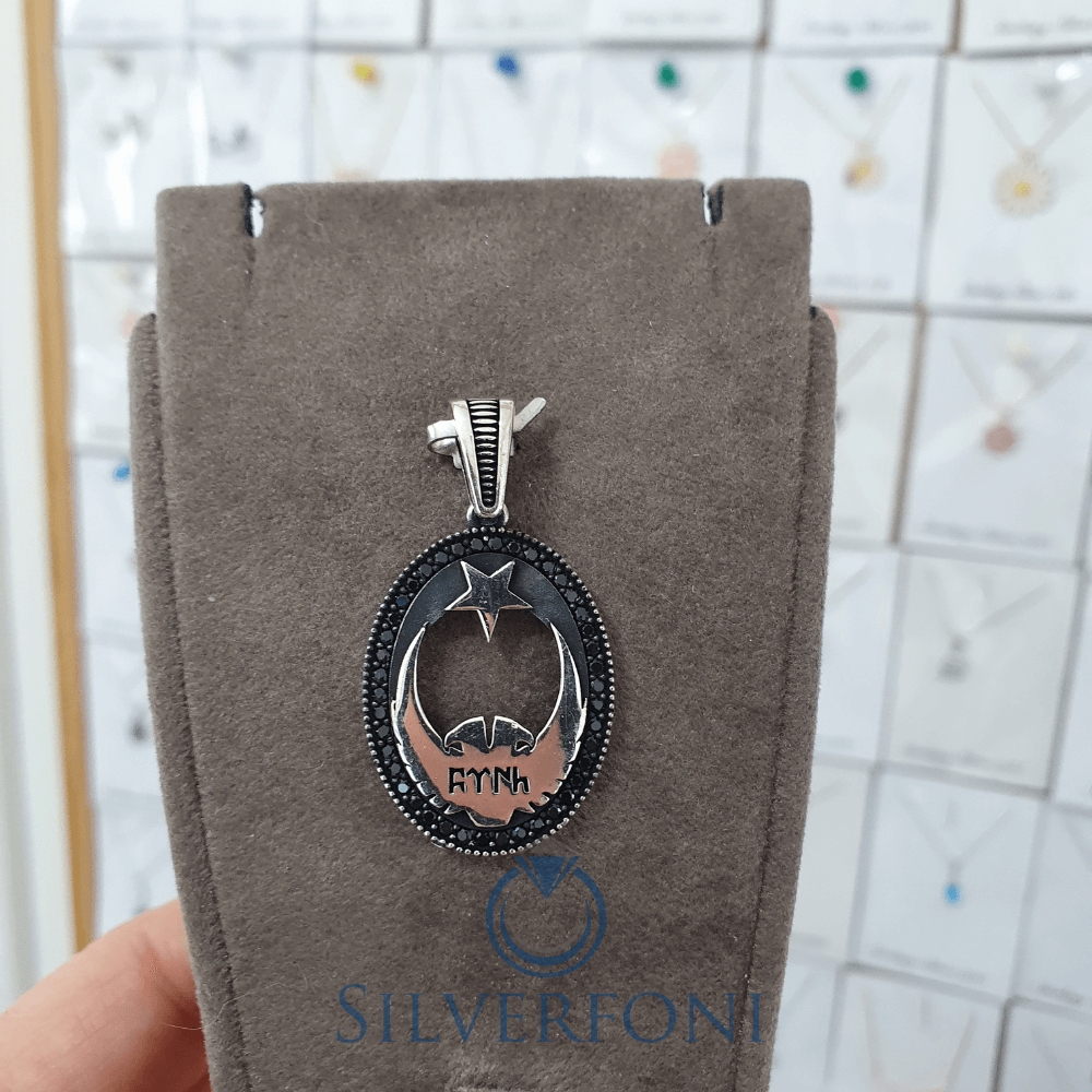 silverfoni 925 ayar erkek ayyıldız kolye ucu 