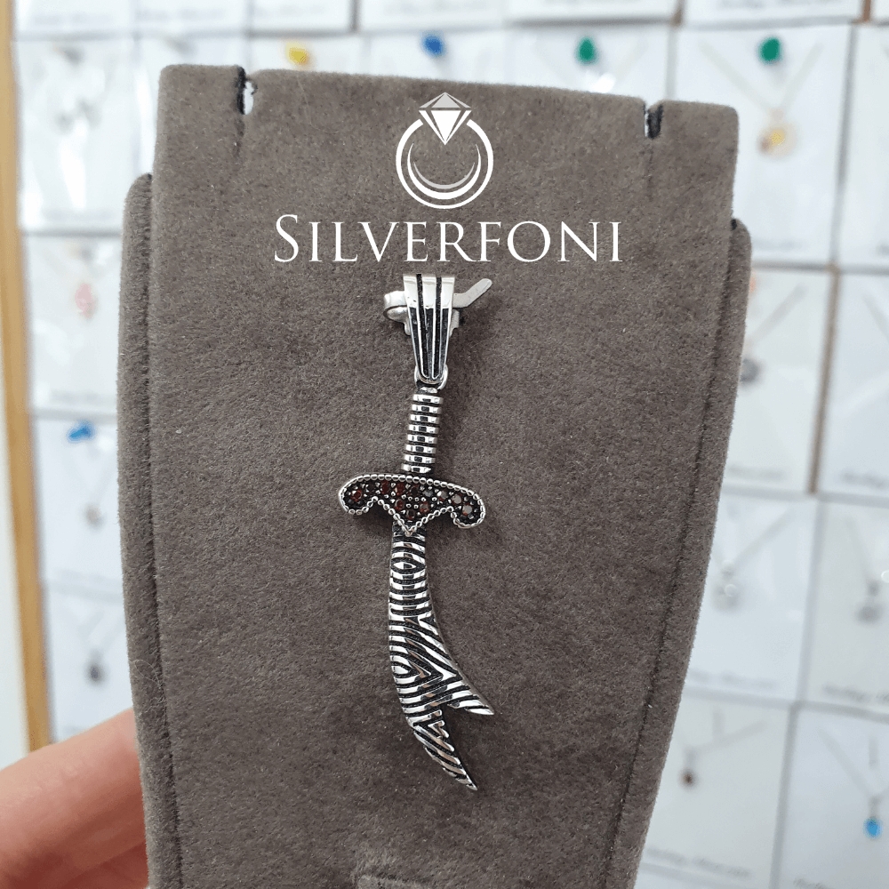 silverfoni 925 ayar erkek Hz Ali Zülfikar kılıcı kolye ucu 