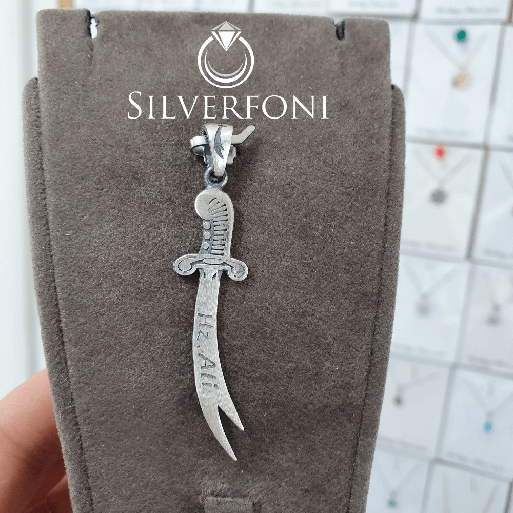 silverfoni 925 ayar erkek Hz Ali Zülfikar kılıcı kolye ucu 