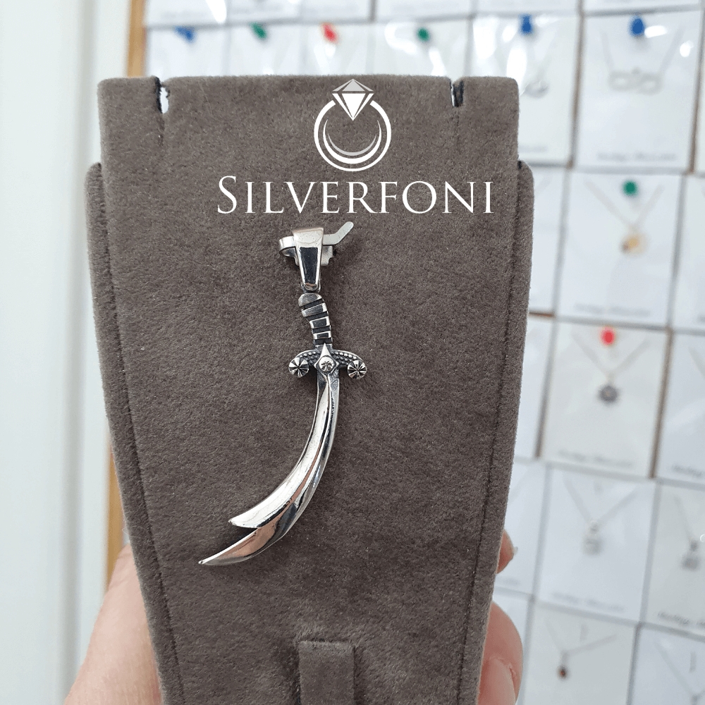 silverfoni 925 ayar erkek Hz Ali Zülfikar kılıcı kolye ucu 