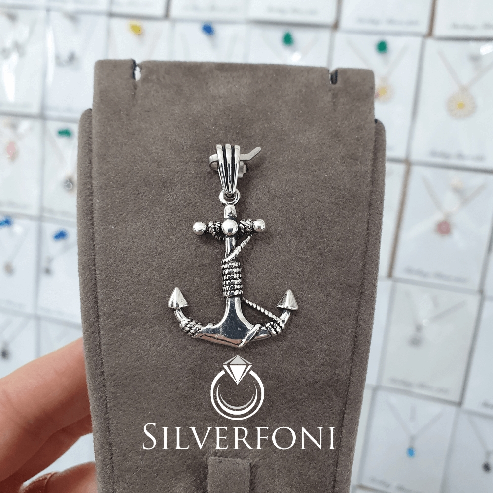 silverfoni 925 ayar erkek çapa kolye ucu 