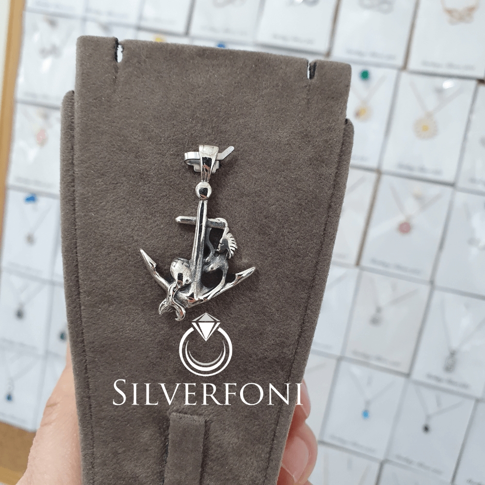 silverfoni 925 ayar erkek çapa kolye ucu 