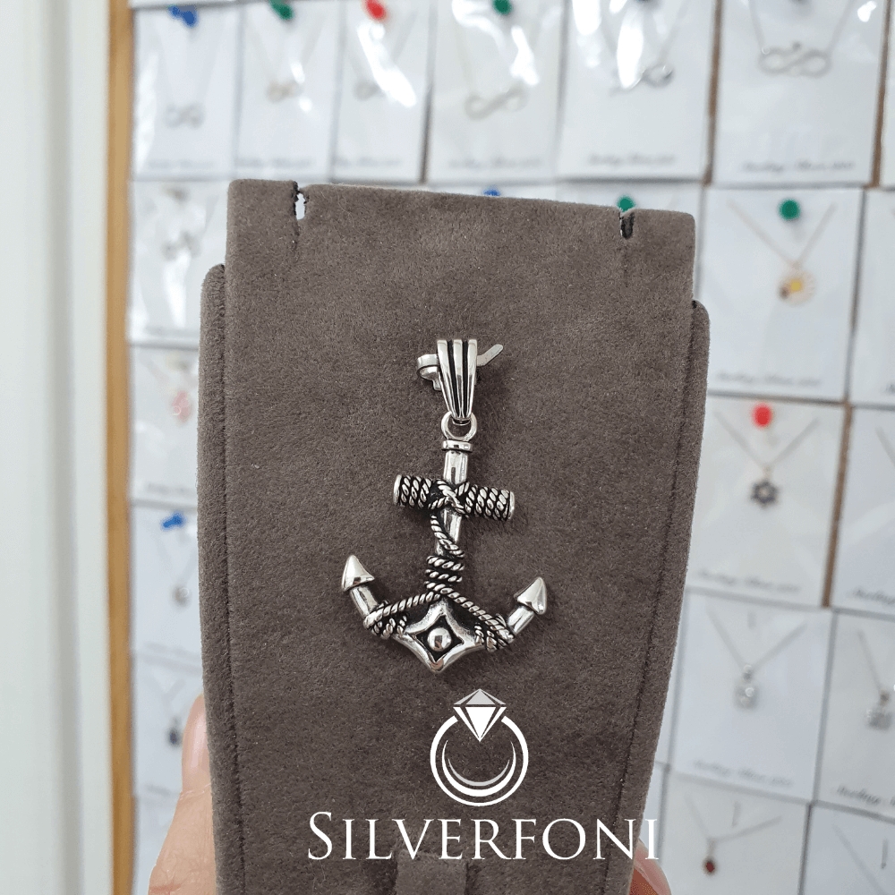 silverfoni 925 ayar erkek çapa kolye ucu 