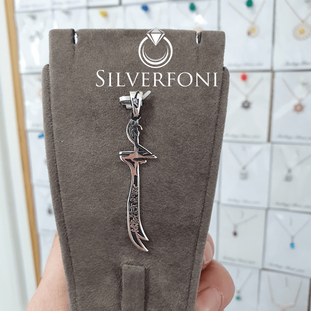 silverfoni 925 ayar erkek Hz Ali Zülfikar kılıcı kolye ucu 