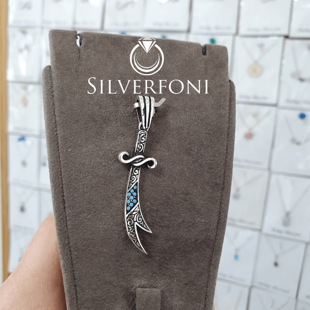 silverfoni 925 ayar erkek Hz Ali Zülfikar kılıcı kolye ucu 