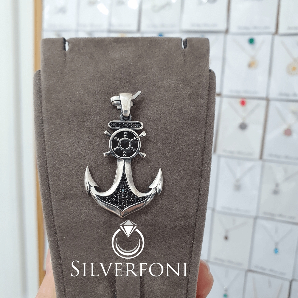 silverfoni 925 ayar erkek çapa kolye ucu 