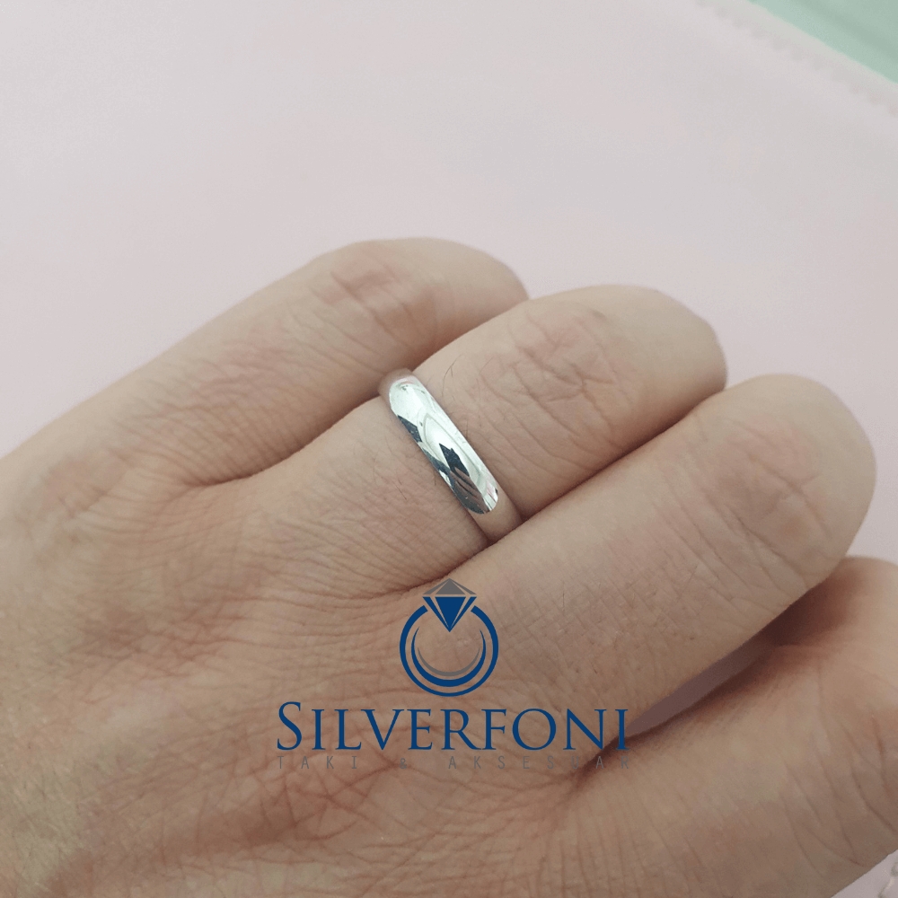 Silverfoni  Erkek Klasik Alyans 4 mm Gümüş