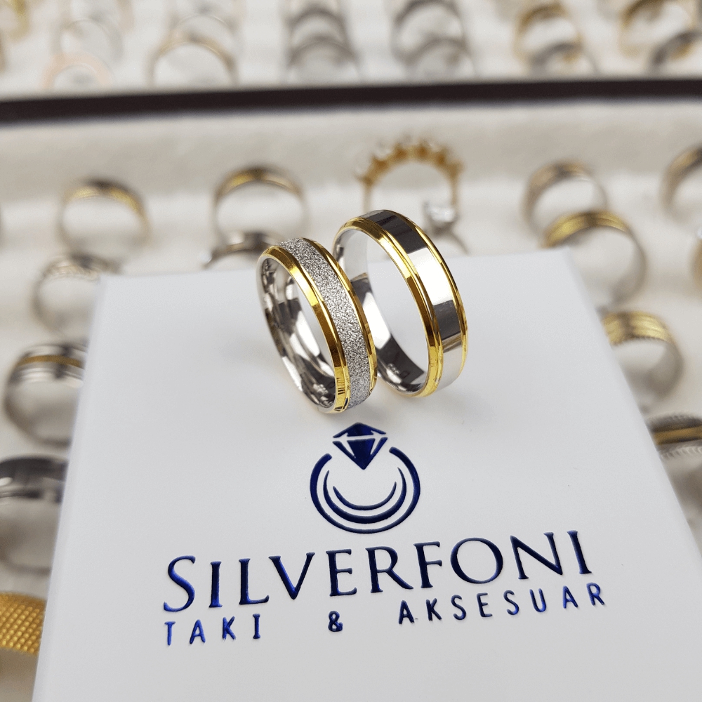 Silverfoni Erkek veya Bayan 5mm Kütkesim sarı şerit alyans