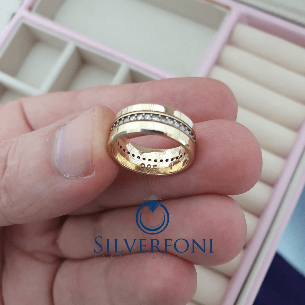 Silverfoni Küt Kesim Sıra Taşlı Bayan Alyans