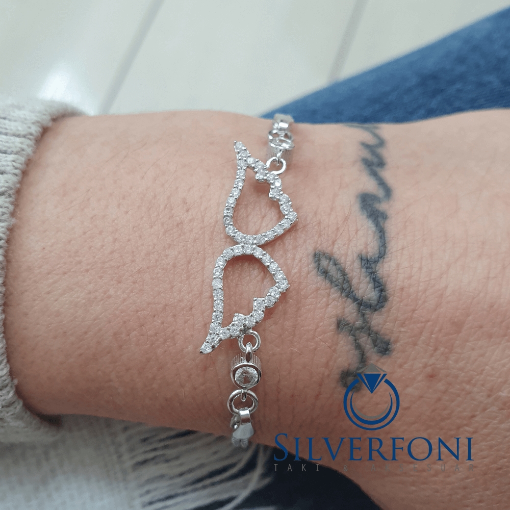 Silverfoni 925 Ayar Gümüş Kanat Silver  Bileklik