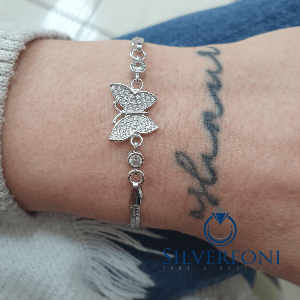 Silverfoni 925 Ayar Gümüş Kelebek  Bileklik