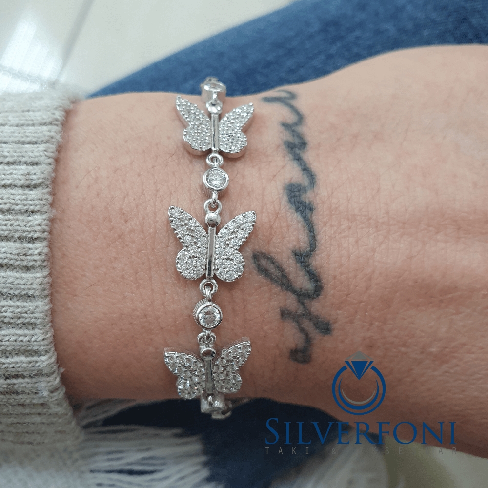 Silverfoni 925 Ayar Gümüş Kelebek silver Bileklik