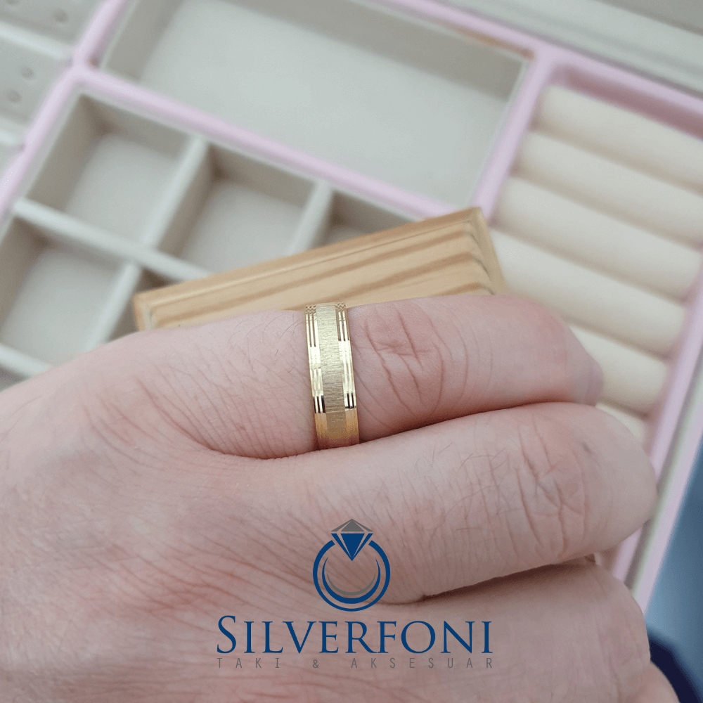 Silverfoni  Erkek Berrak Modeli Klasik Gümüş Alyans