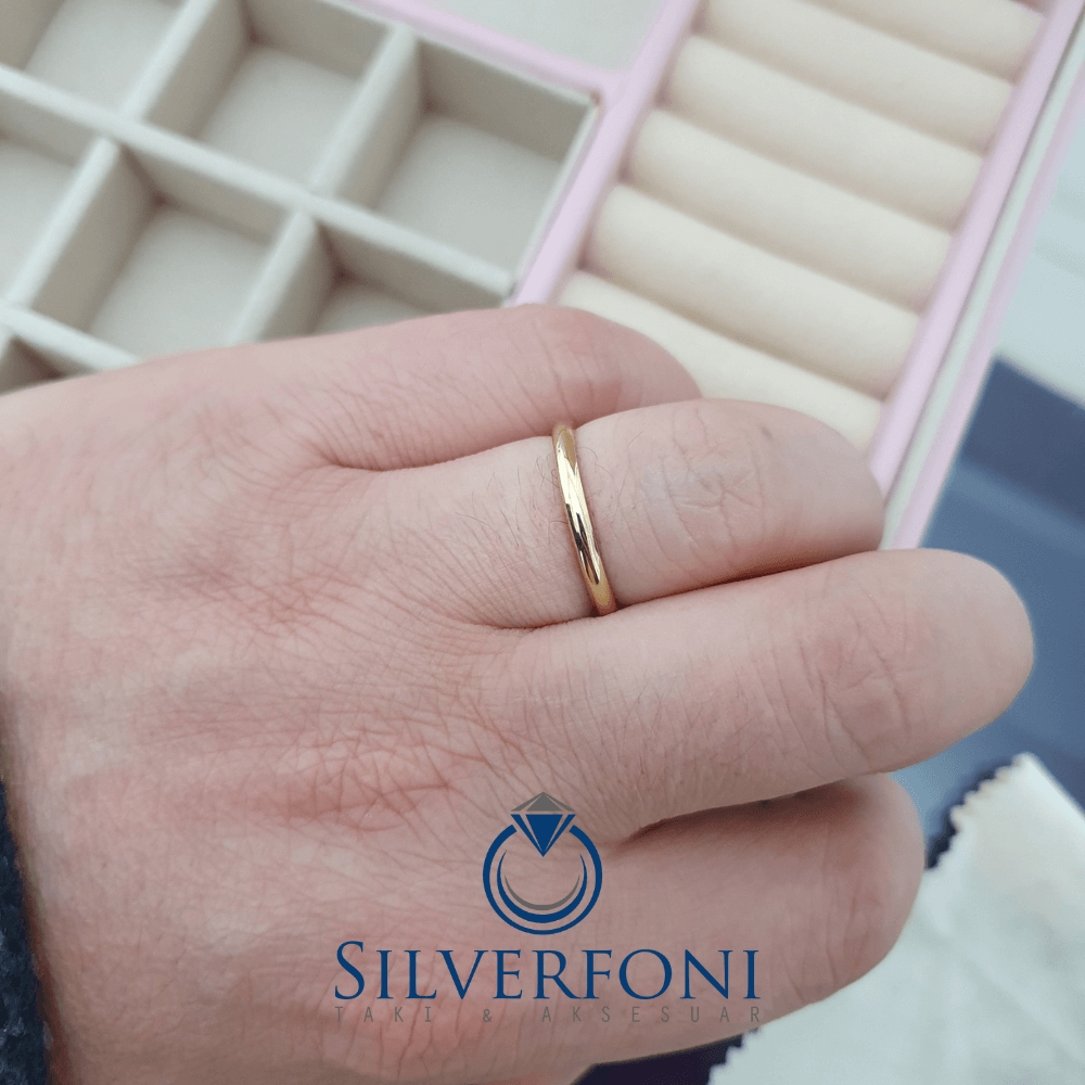 Silverfoni  Erkek 2mm Klasik Gümüş Alyans – 925 Ayar El İşçiliği