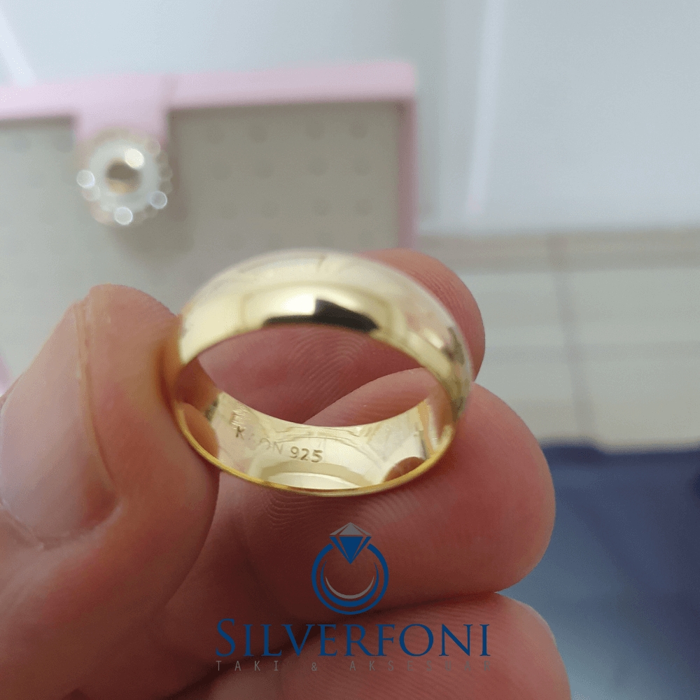 Silverfoni  Erkek 6mm Bombe Klasik Gümüş Alyans