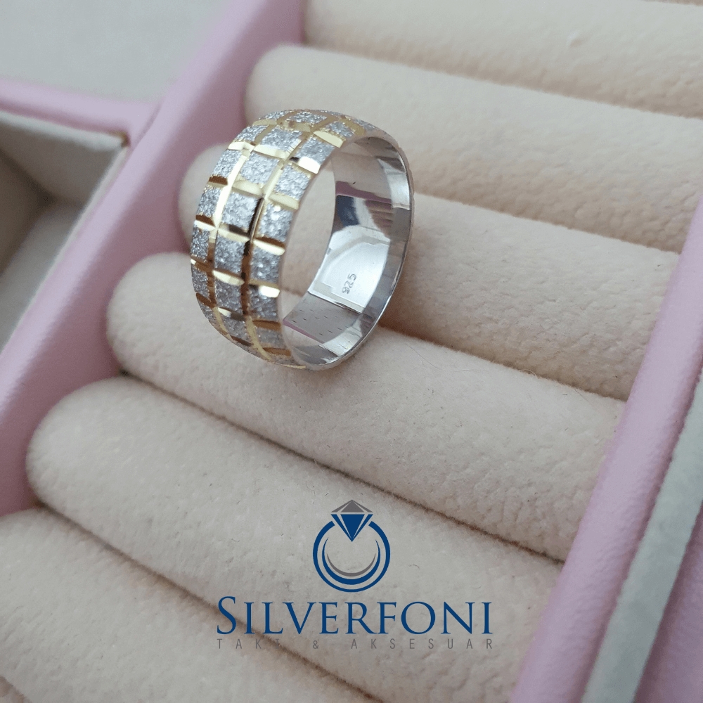 Bayan Sarı Bombe Tırtık Alyans - Silverfoni
