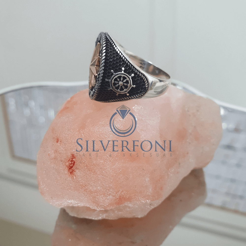 Silverfoni 925 Ayar Gümüş Pusula erkek yüzük
