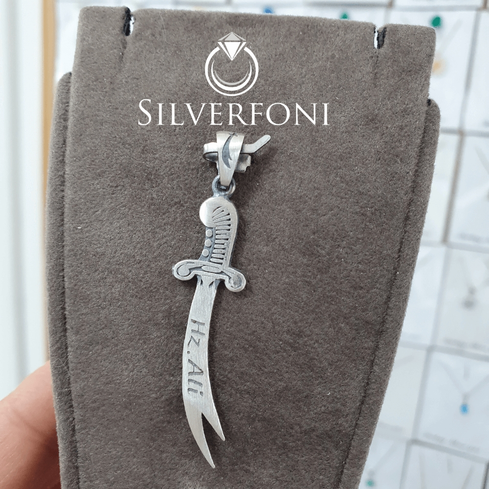 silverfoni 925 ayar erkek Hz Ali Zülfikar kılıcı kolye ucu 