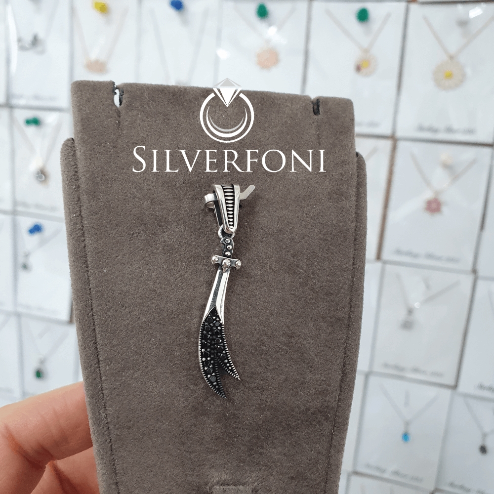 silverfoni 925 ayar erkek Hz Ali Zülfikar kılıcı kolye ucu 