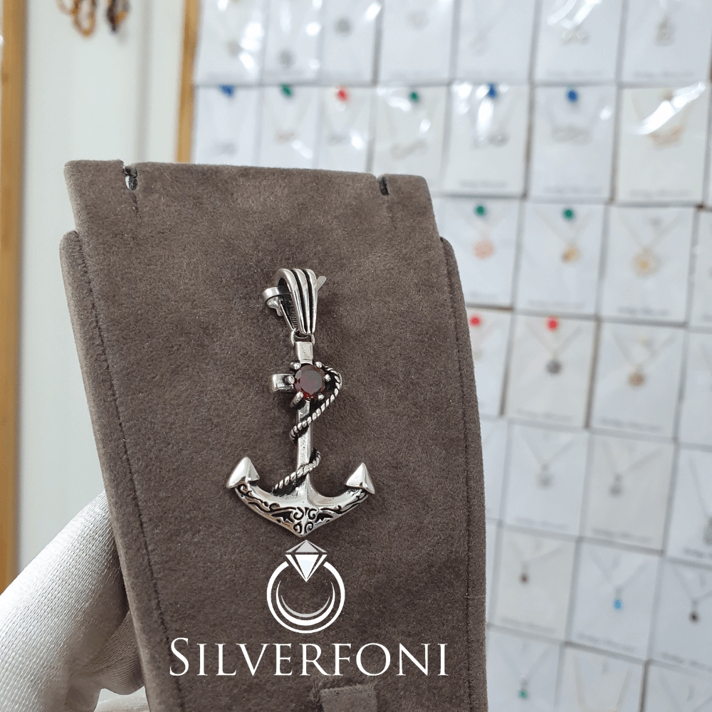 silverfoni 925 ayar erkek çapa kolye ucu 