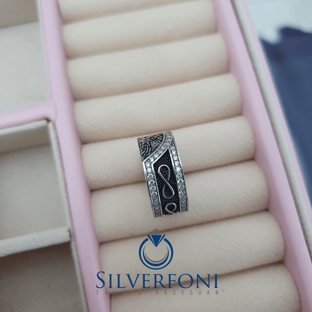 Silverfoni  Sonsuz Kalp Modeli Kadın Taşlı Alyans