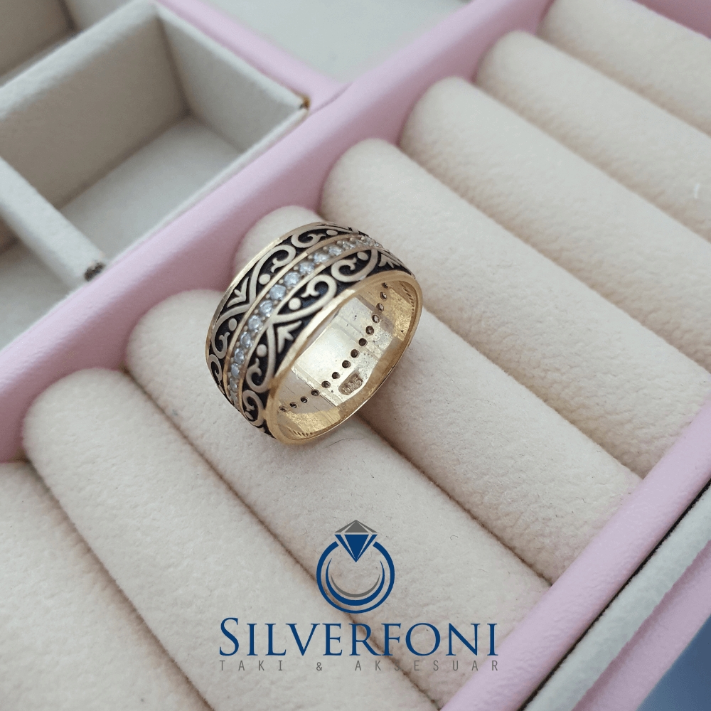 Silverfoni  Sultan Modeli Kadın Taşlı Alyans