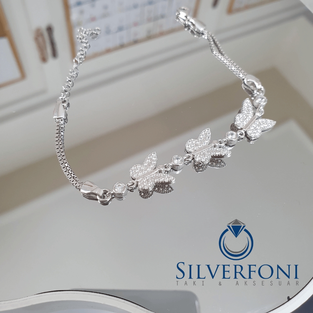 Silverfoni 925 Ayar Gümüş Kelebek silver Bileklik