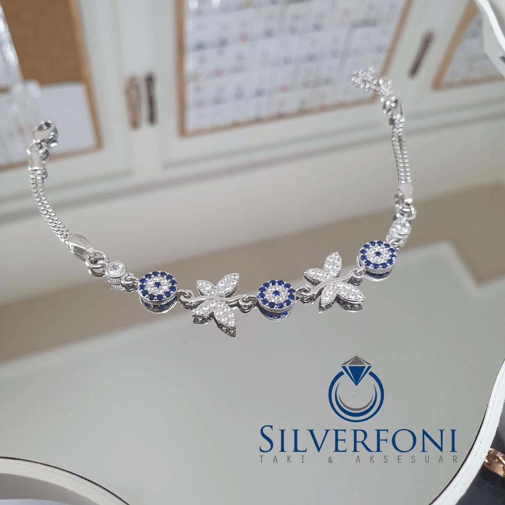 Silverfoni 925 Ayar Gümüş Kelebek Nazar Bileklik