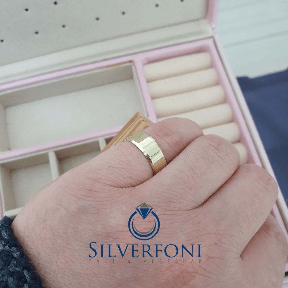 Silverfoni  Erkek 7mm Küt Kesim Klasik Gümüş Alyans