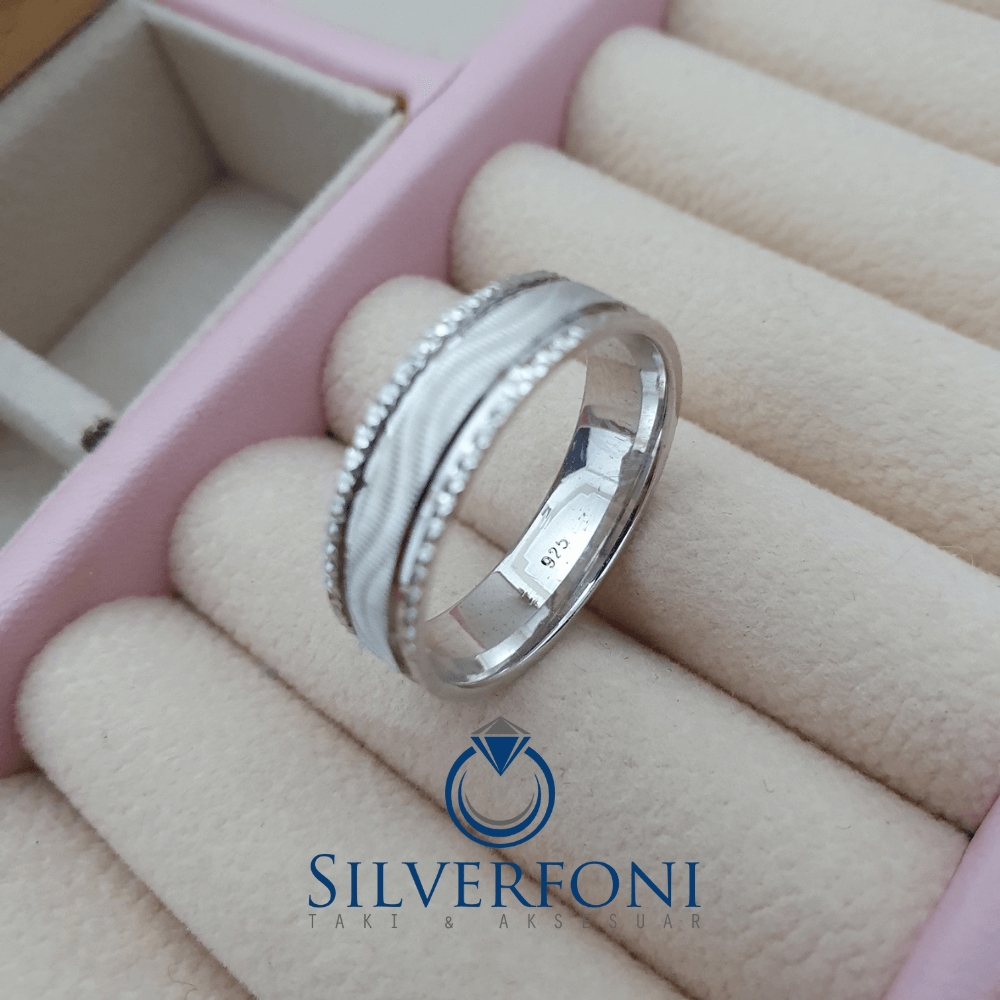 Bayan 6mm Örgü Modern Alyans - Silverfoni