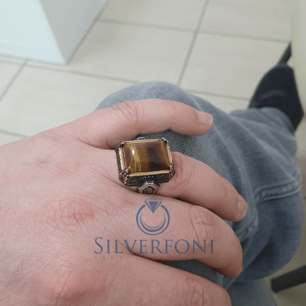 Silverfoni 925 Ayar Gümüş  taşlı  erkek yüzük