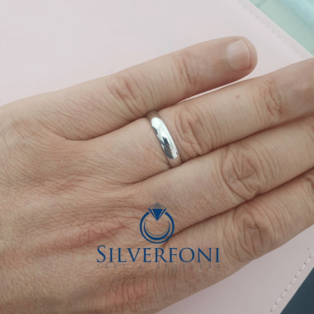 Silverfoni  Erkek Klasik Alyans 4 mm Gümüş
