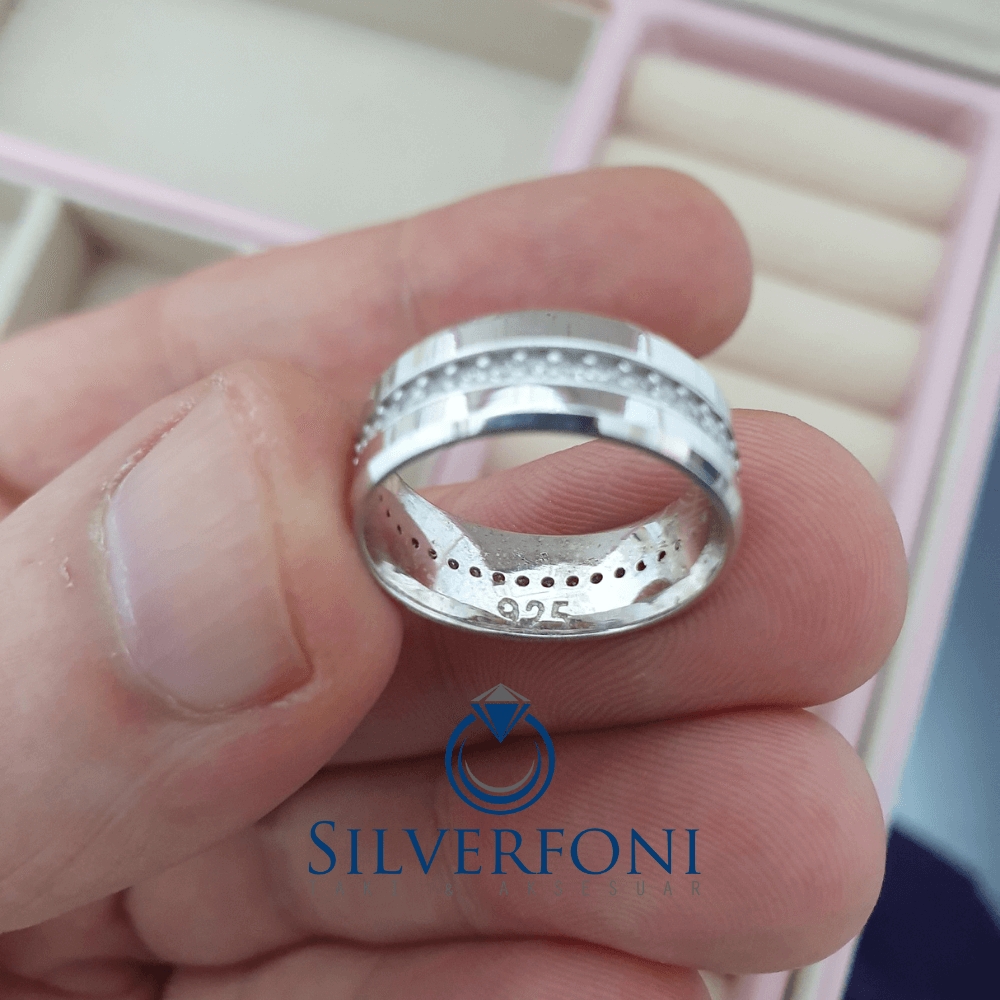 Silverfoni Küt Kesim Sıra Taşlı Bayan Alyans