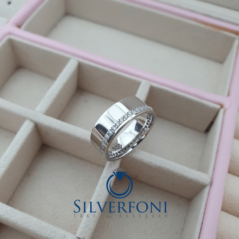 Silverfoni Sonsuz Işıltı Taşlı Bayan Alyans