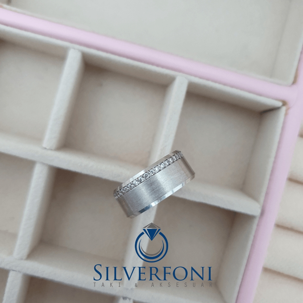 Silverfoni Işıltılı Mat Tamtur Bayan Alyans