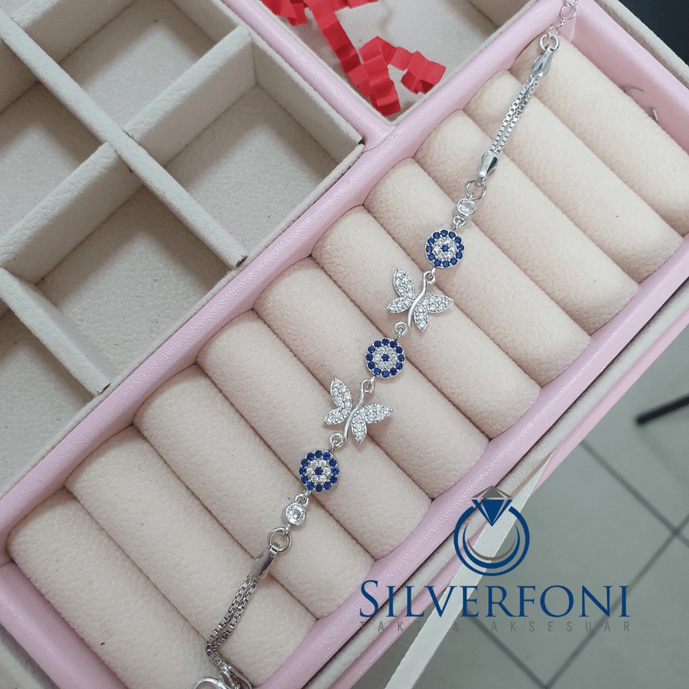 Silverfoni 925 Ayar Gümüş Kelebek Nazar Bileklik