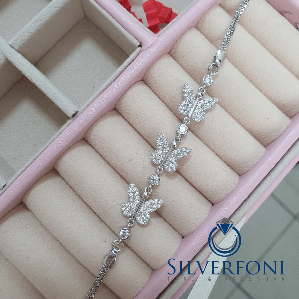 Silverfoni 925 Ayar Gümüş Kelebek silver Bileklik