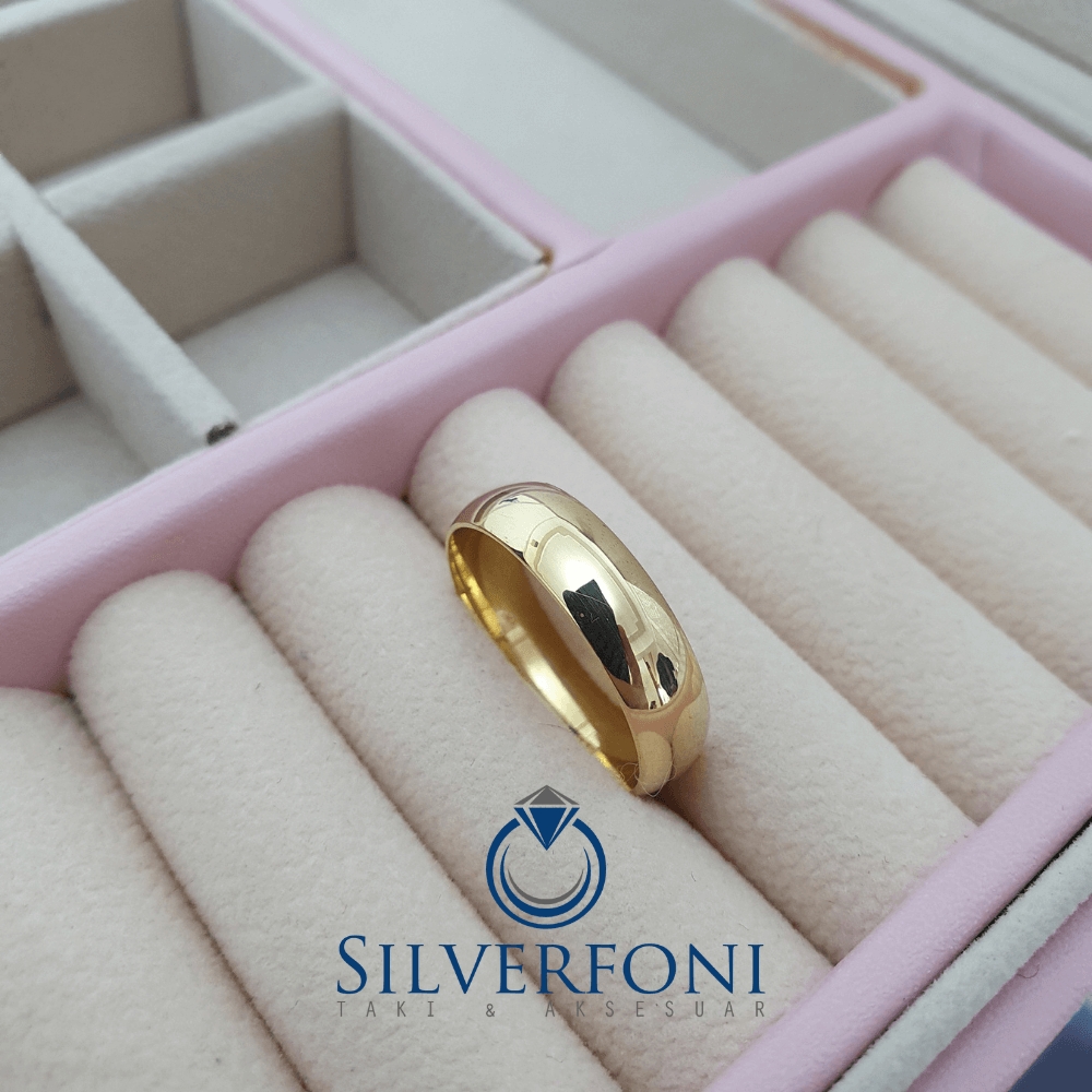 Silverfoni  Erkek 6mm Bombe Klasik Gümüş Alyans