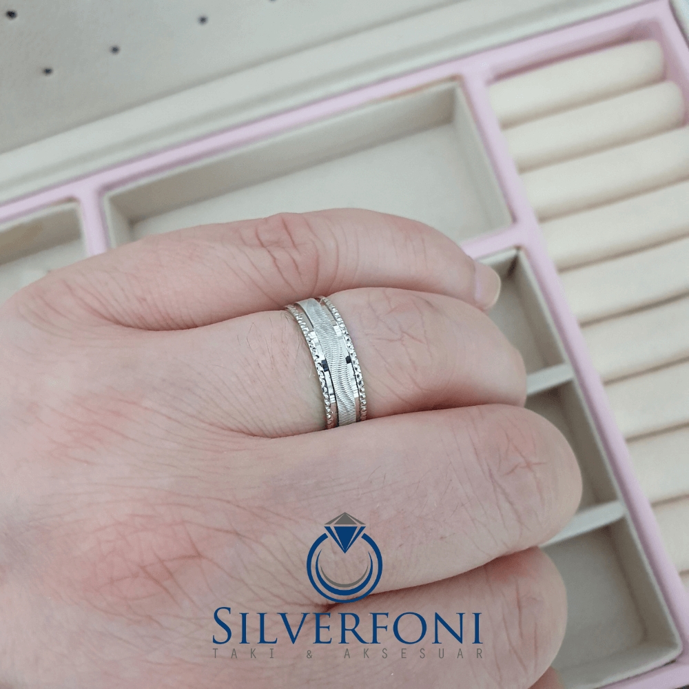 Bayan 6mm Örgü Modern Alyans - Silverfoni