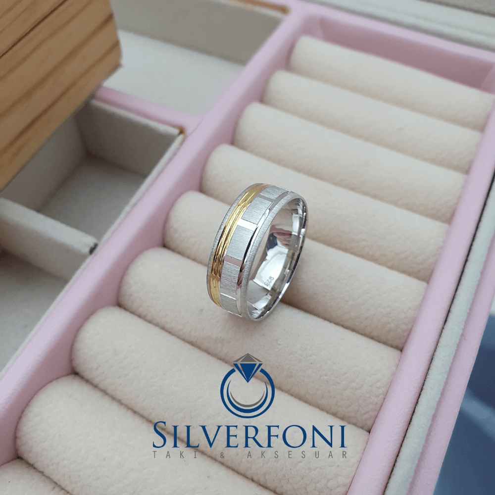 Bay Kare Sarı Model Alyans - Silverfoni